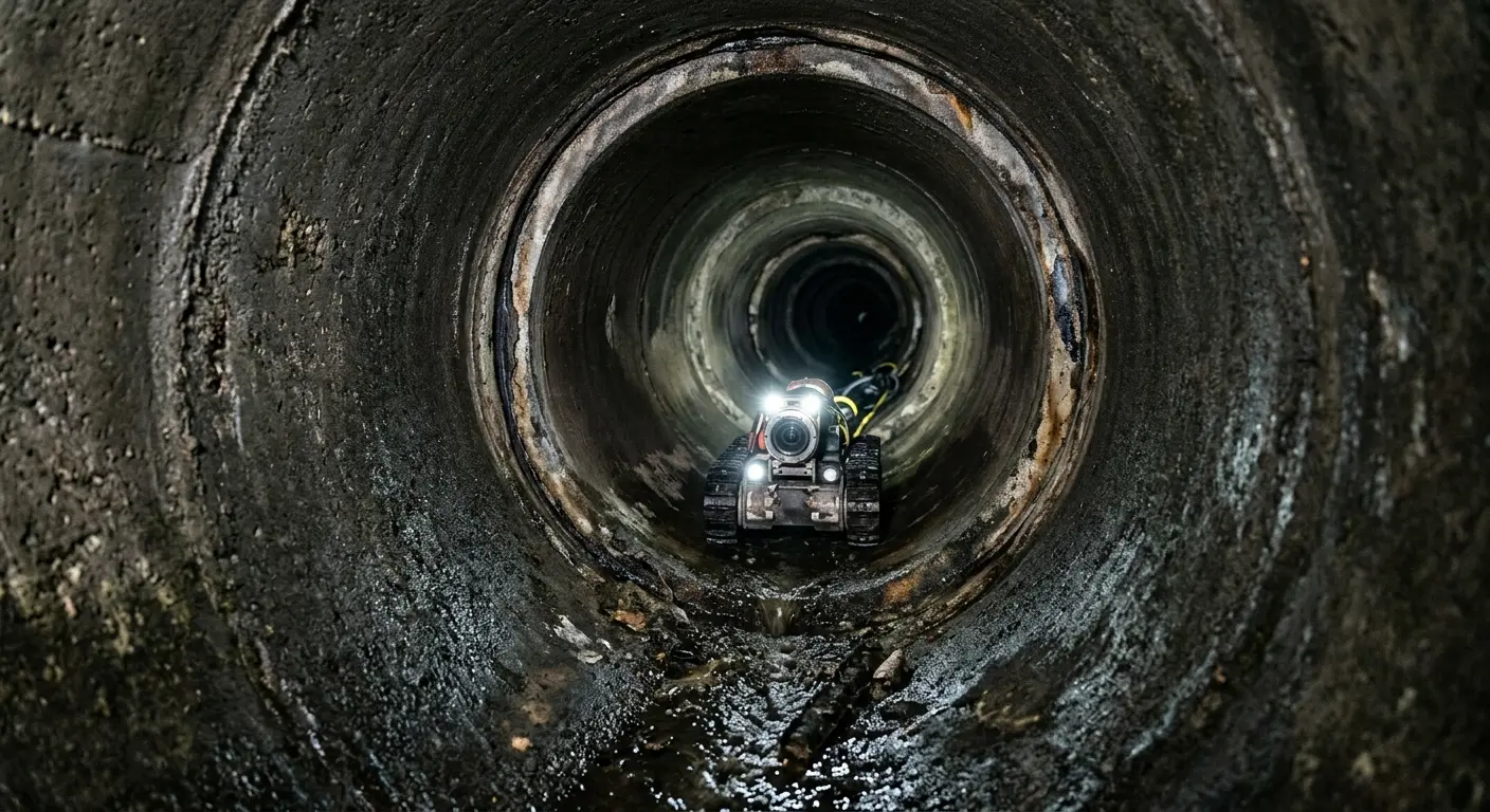 Robotic sewer camera inspecting pipe interior for Drain Snake Service in North College Hill